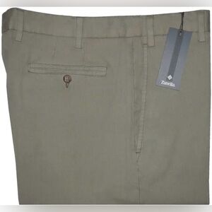 $295 NEW SZ 34 ZANELLA PANTS ITALY SAGE CRINKLE WSH RIBBED KHAKI CORDUROY HYBRID